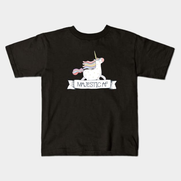 Magestic AF Unicorn Kids T-Shirt by crazycanonmom